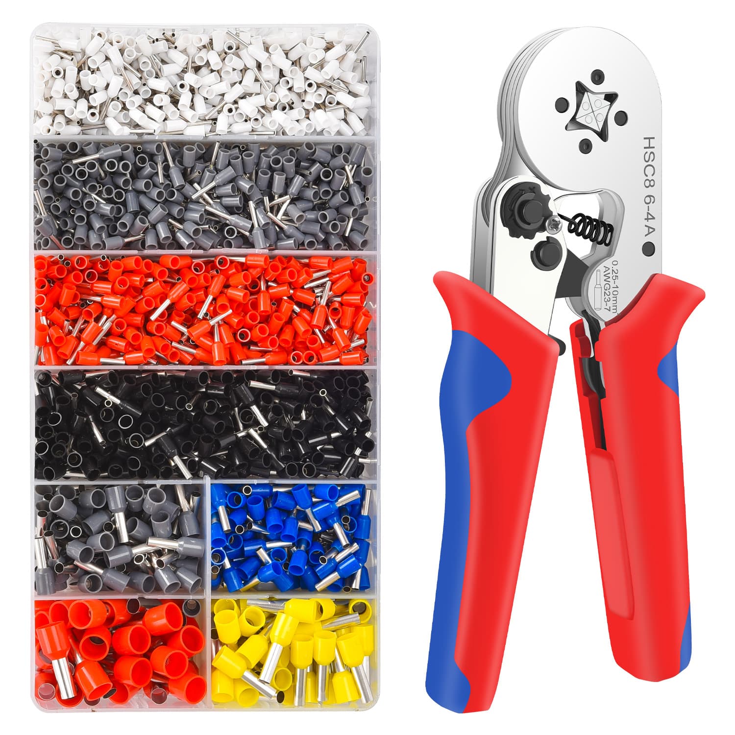 HSC8 6-4A crimping pliers terminal set box set tool manual cold crimping pliers European style labor-saving ratchet crimping pliers