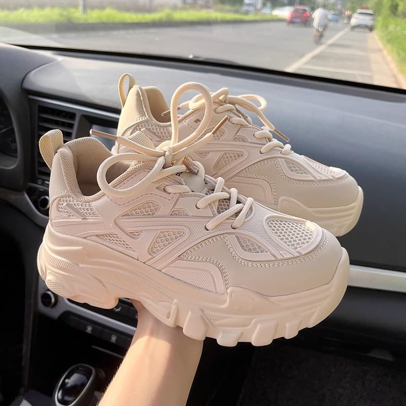 Trendy Chunky Dad Sneakers for Women Autumn 2026 New Mesh Breathable Casual Sports Shoes with Height Increase
