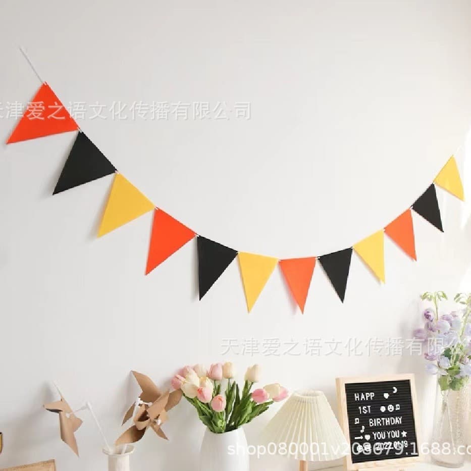 Pennant Decoration Felt Bunting Birthday Party Garland Kindergarten Birthday Christmas Halloween Decoration Banner