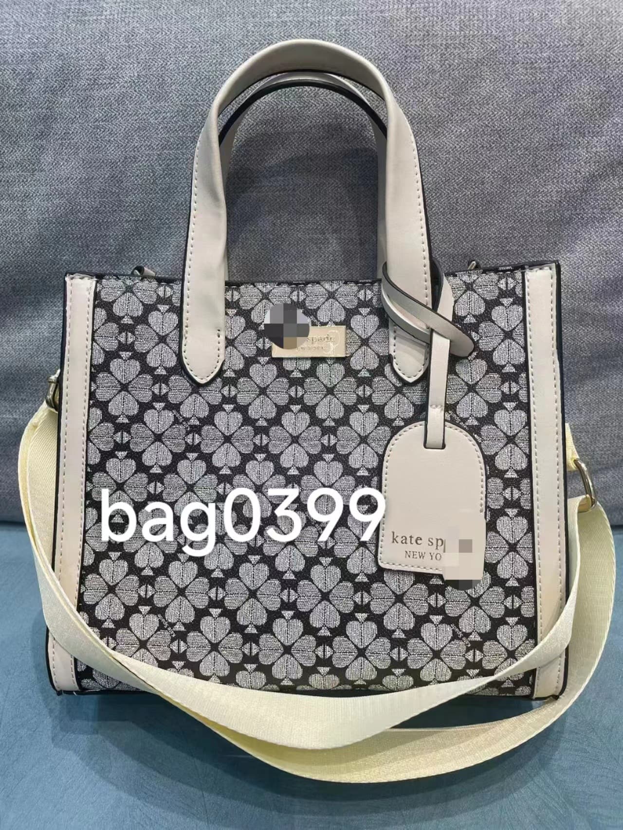 Kate's new KS houndstooth small tote bag, a simple and stylish work bag for women. Good quality.