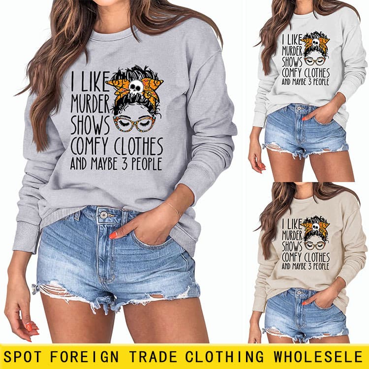 Amazon Independent Site I LIKE MURDER SHOWS Women's Crew Neck Long Sleeve Base Layer eBay Plus Size Sweatshirt