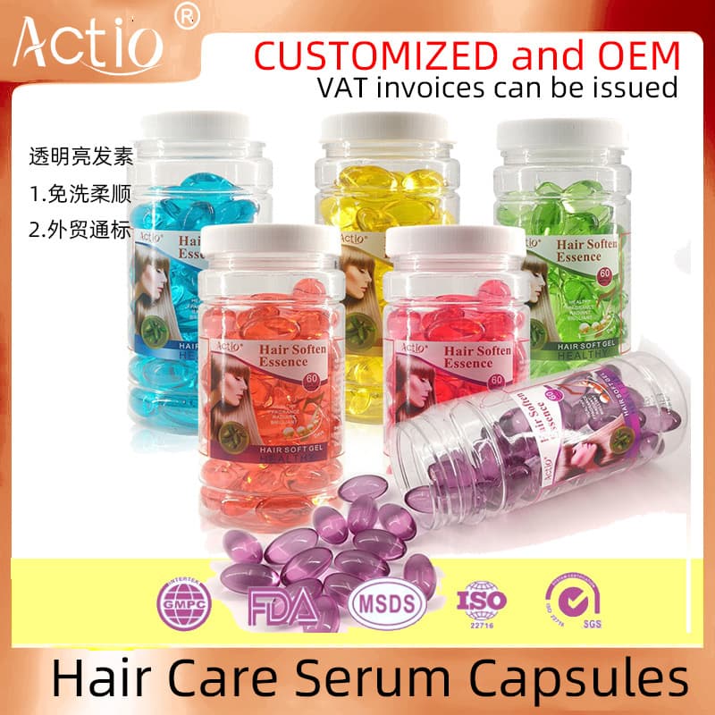Universal Transparent 60 Capsules Hair Shine Serum Hair Care Oil Capsules for Smooth Hair