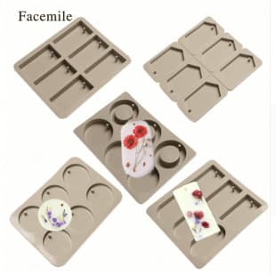 Wax Mold DIY Silicone Mold 6-Cavity Aromatherapy Plaster Soap Mold DIY Round Rectangle