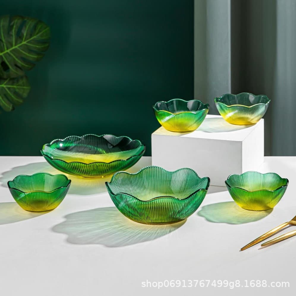 Levisi Petal Small Bowl Six-Piece Set Creative Glass Fruit Salad Bowl Gift Membership Souvenir
