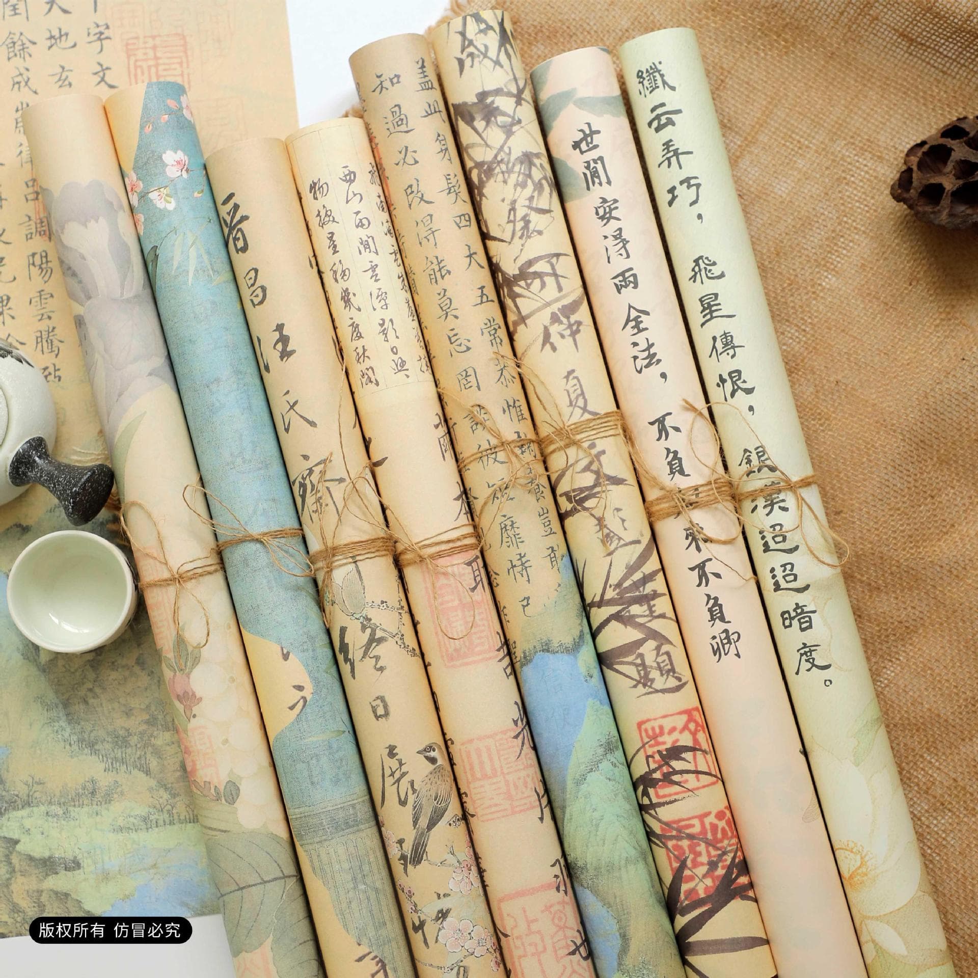 Qixi Landscape Calligraphy Paper, New Chinese Style Calligraphy Paper, Floral Wrapping Paper, Vintage Kraft Paper, Flower Bouquet Wrap