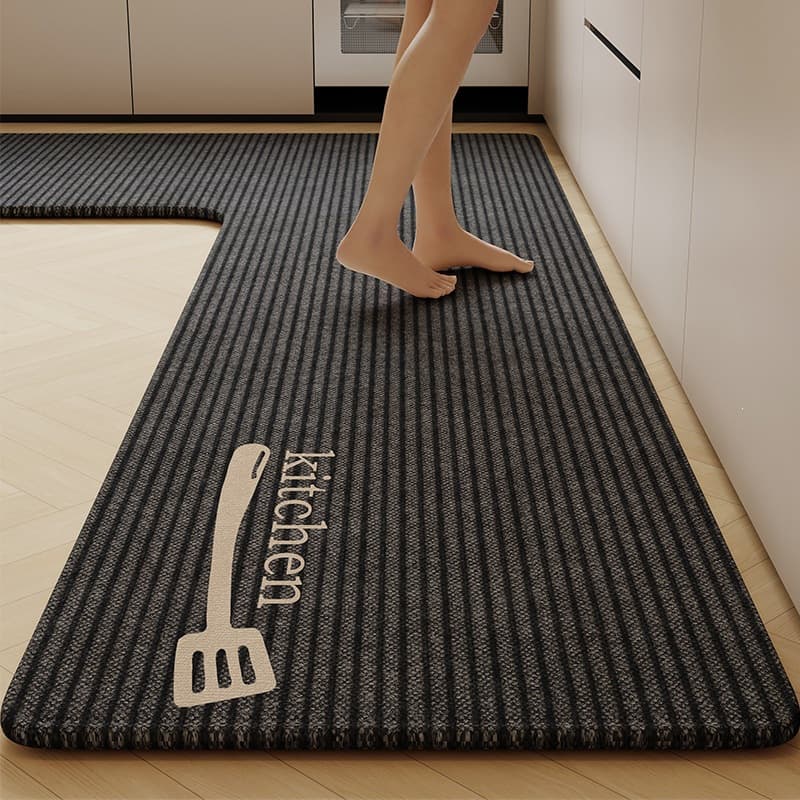 2025 New Kitchen Floor Mat L-Shaped Integrated Water-Absorbing Oil-Proof Anti-Slip Home Modern Simple 7-Shaped Carpet