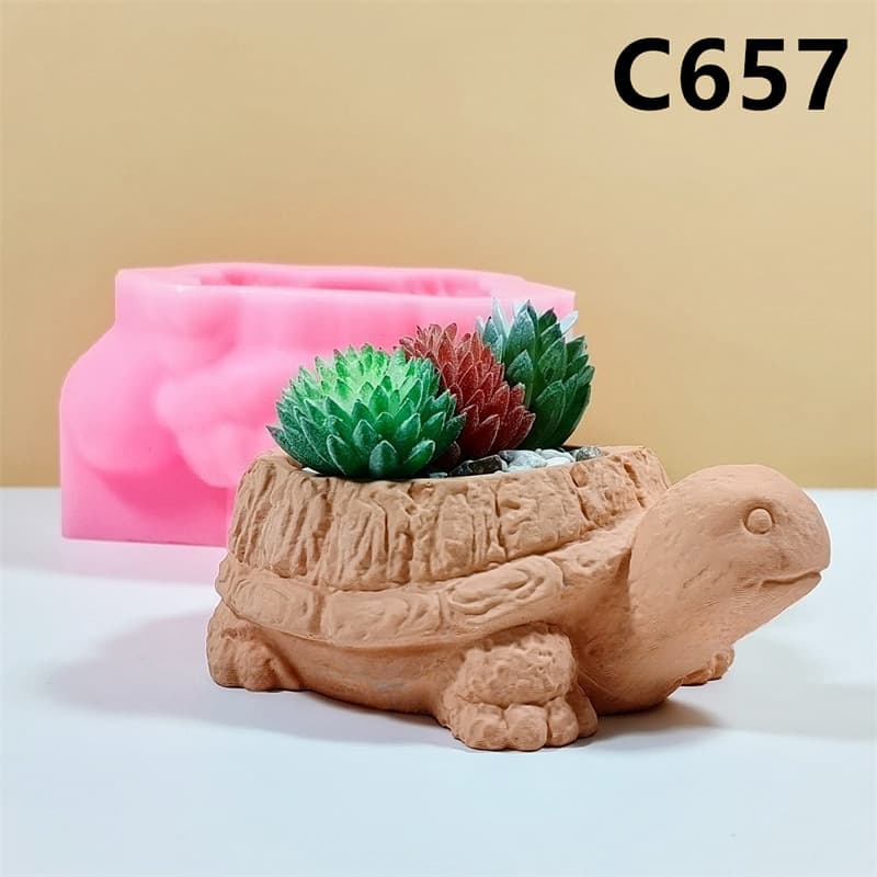 Animal Turtle Silicone Mold Succulent Green Plant Flower Pot Home Desktop Creative 3D Decorative Ornaments 657