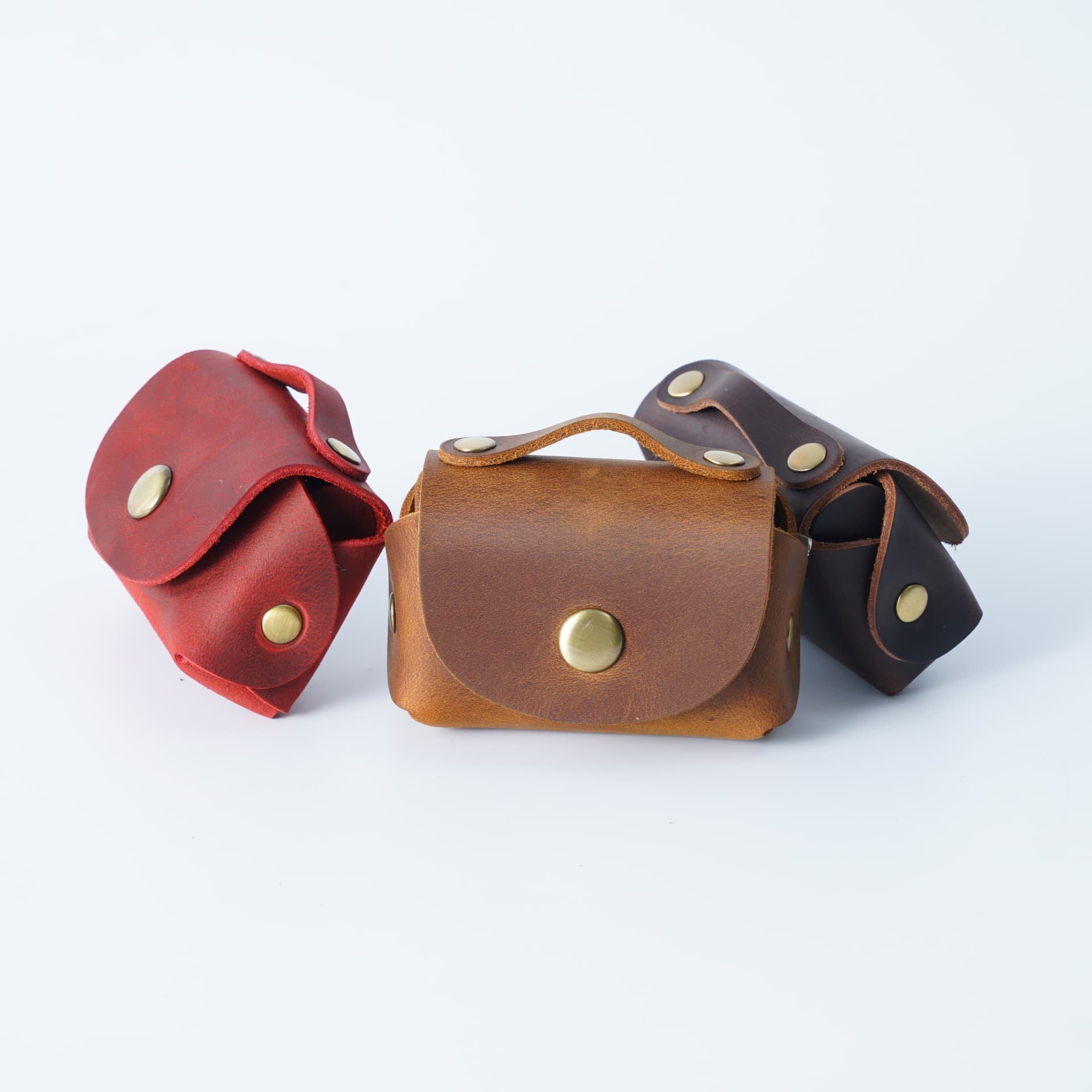Creative coin purse cowhide Japanese style mini retro crazy horse leather men's and women's small wallet data cable storage bag