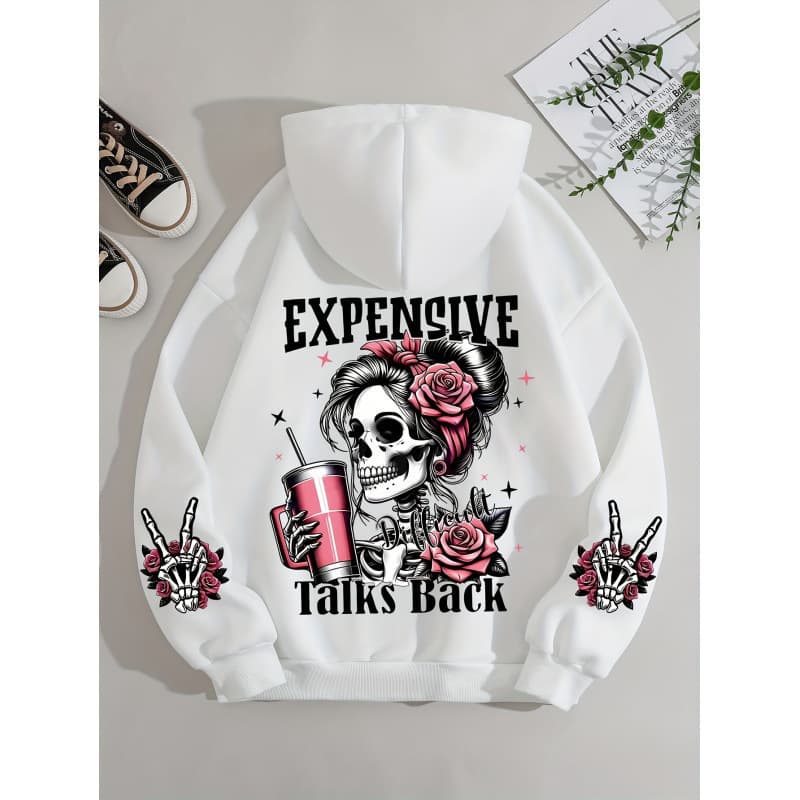 Cross-border European and American Fashion Trend Autumn Winter Versatile Printed Hoodie Long Sleeve Hooded Sweatshirt European Size