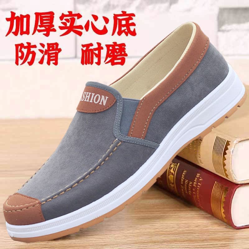 2025 New Style Old Beijing Cloth Shoes Men's Cowhide Sole Work Shoes Casual Slip-on Breathable Canvas Shoes