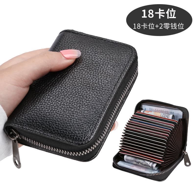 Ultra-Thin Large Capacity Anti-Theft Magnetic Card Holder for Men And Women PU Leather Card Wallet with Multiple Compartments