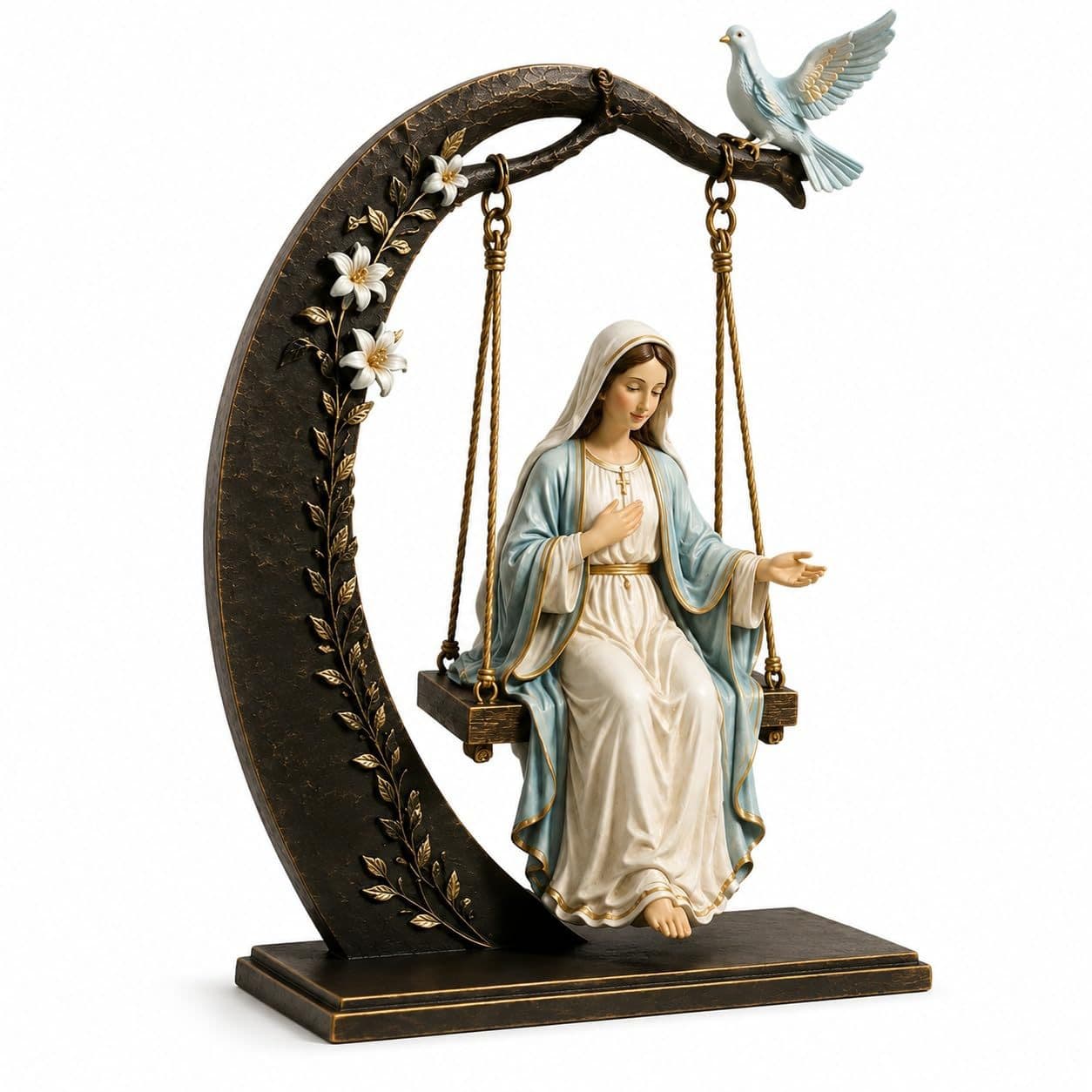 Cross-border new product Blessed Mary Cradle Swing Ornament Mary moon swing sculpture