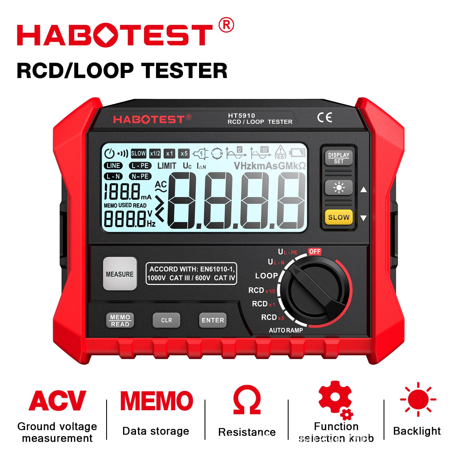 Huabo HT5910 Leakage Switch Tester Loop Resistance Tester RCD Tester Cross-border