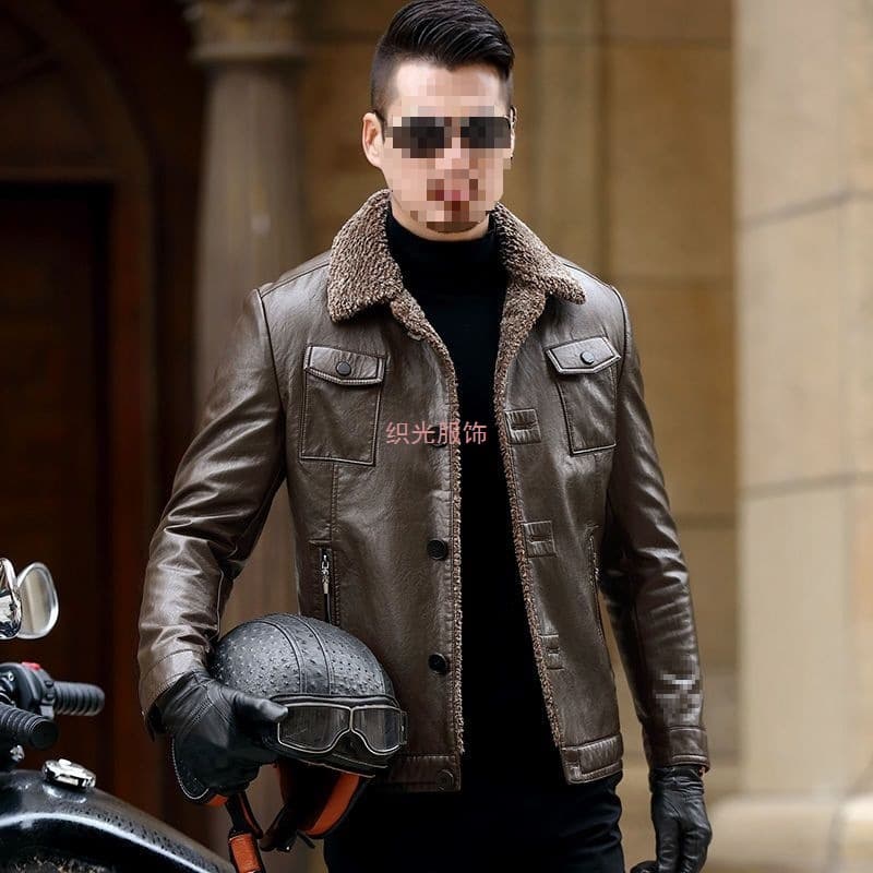 Men's leather jackets for young and middle-aged people, slim fit, new men's winter velvet warm leather jackets, men's jackets, dad clothes