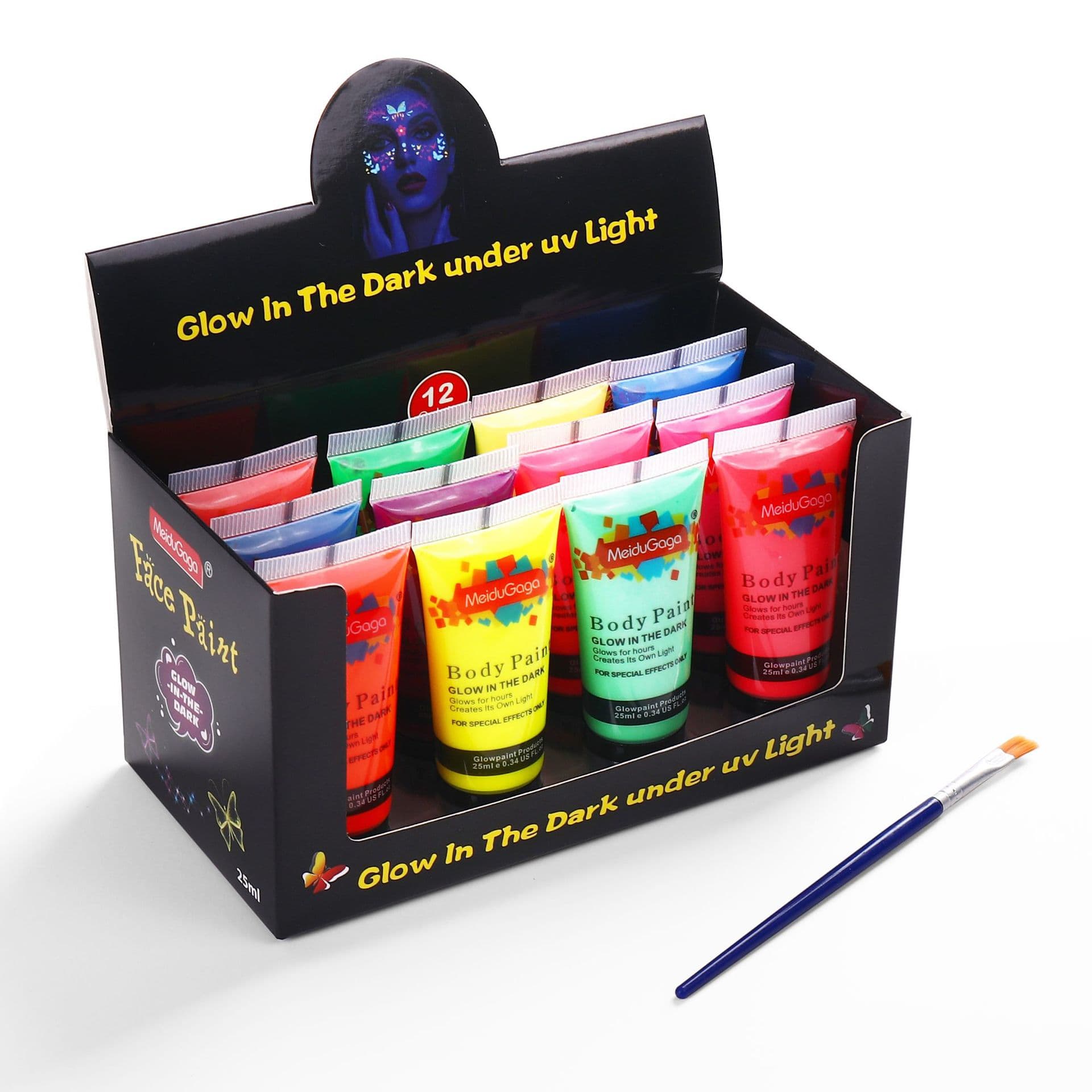 Factory Direct 25ml Cross-border UV Face Paint Glowing Face Paint Luminous Body Paint Pigment