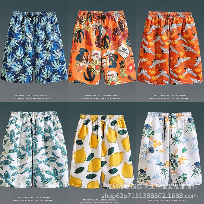 Export Goods Men's Summer Fashion Breathable Beach Shorts Sports Five-Point Shorts Street Stall Boxer Shorts Beach Clothing Supermarket