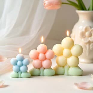 Proud DIY Round Ball Floral Scented Plaster Candle Mold, Large Medium Small Balloon Flower Decoration Silicone Mold