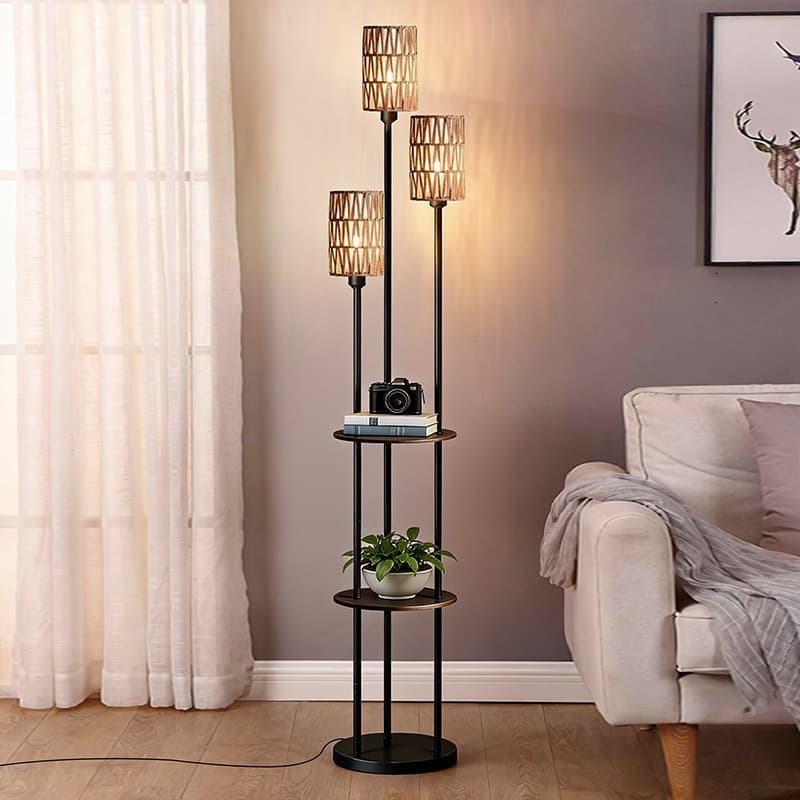 Torch Floor Lamp for Living Room, High-End Bedroom, Study, Creative Hotel, Exhibition Hall Decoration, Floor Lamp with Integrated Storage Rack