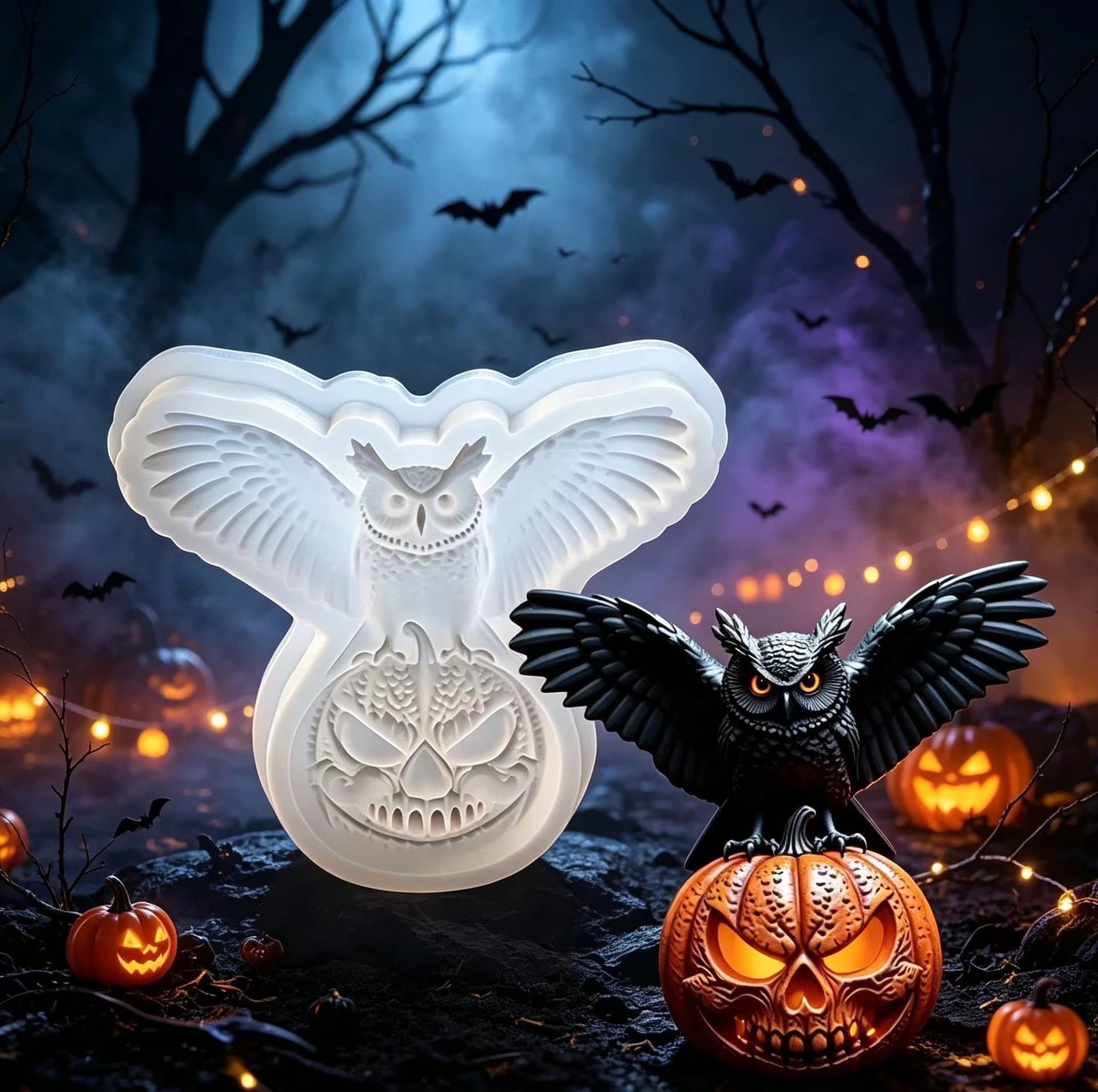Halloween Pumpkin Fondant Silicone Mold Decoration Ornament DIY Owl Skull Baking Resin Mold Cross-Border