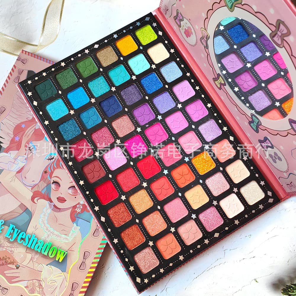 54-Color Icefield Fantasy Kids Stage Makeup Eyeshadow Palette, Multi-Color Macaron Cos Makeup Artist Special Shimmer Eyeshadow