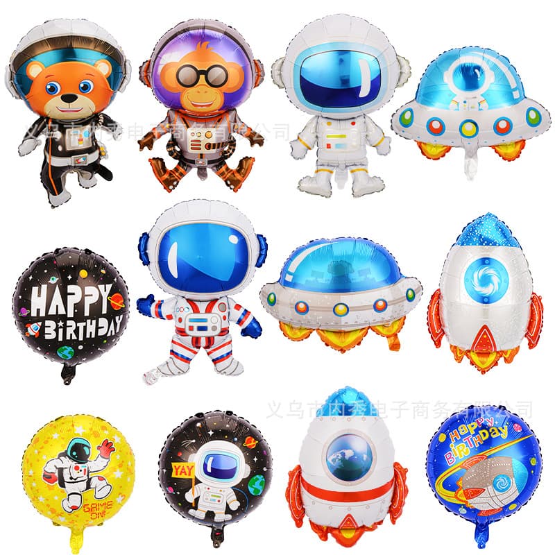 New astronaut balloon astronaut rocket shape universe theme birthday party decoration aluminum film flying saucer balloon