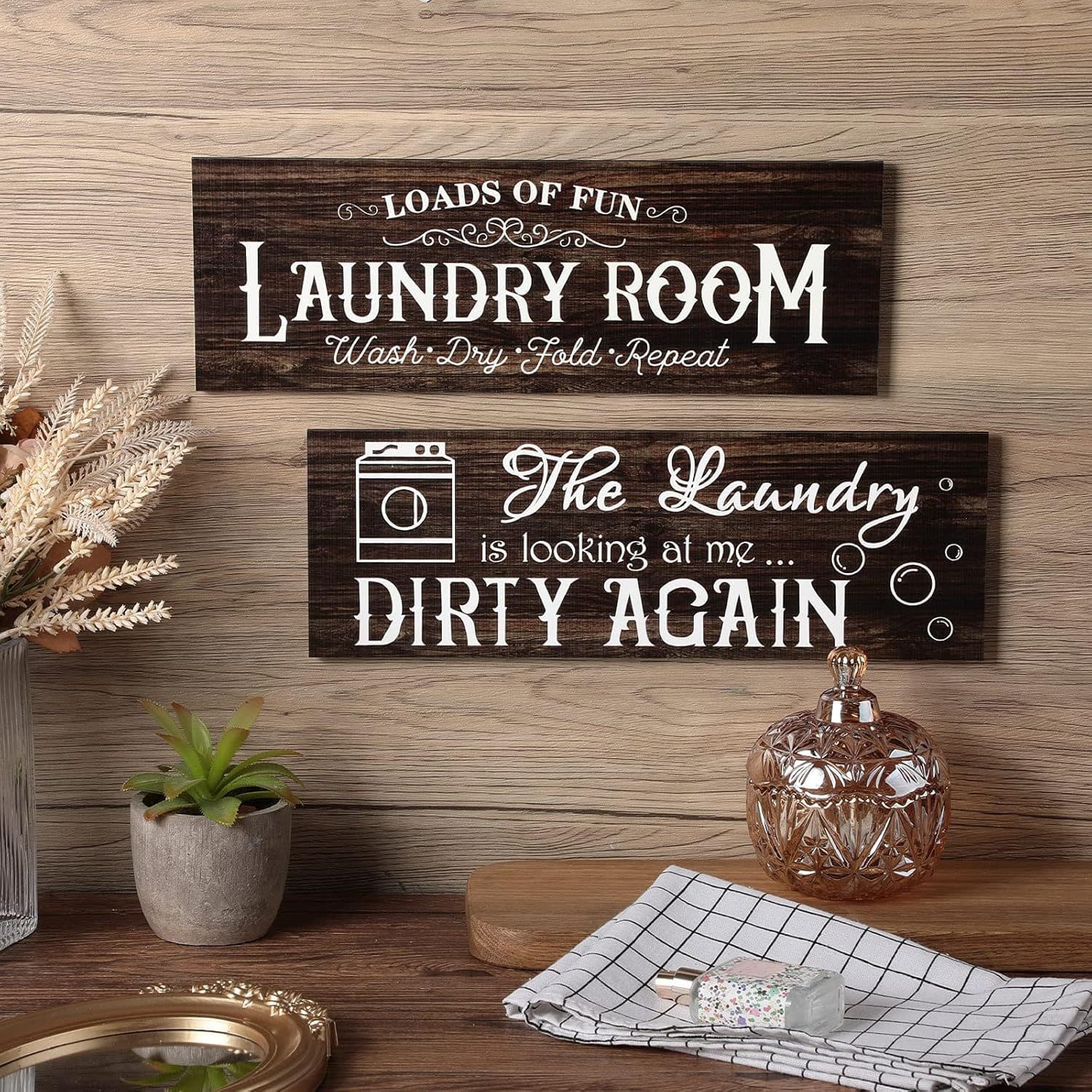 Cross-border American Country Style Thick Wooden Door Sign for Home Decor, Laundry Room Hanging Wall Decoration