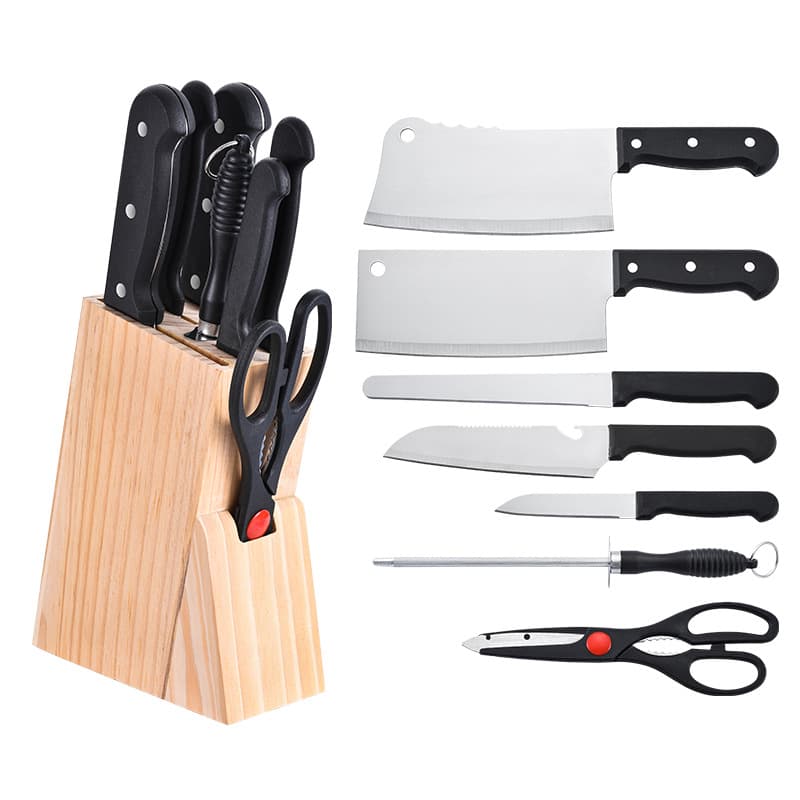 Stainless Steel Kitchen Knife Eight-Piece Set Slicing Knife Kitchen Knife Scissors Home Gift Color Box Wooden Base Combination Knife Set