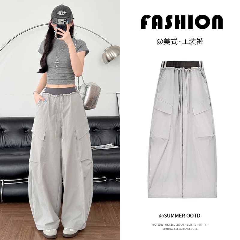 American Women's Overalls 2026 New Style Cool Slim Casual Pants Loose BF Lazy Style Small Sports Pants