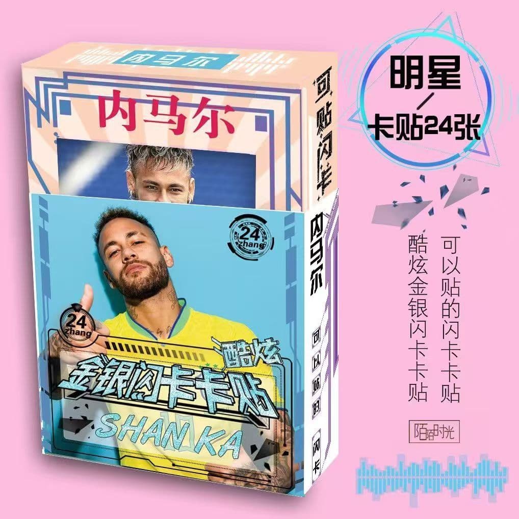 Neymar Card Sticker Student Bus Card Sticker Flash Card 24 Flash Card Stickers Box 24 Support Gifts