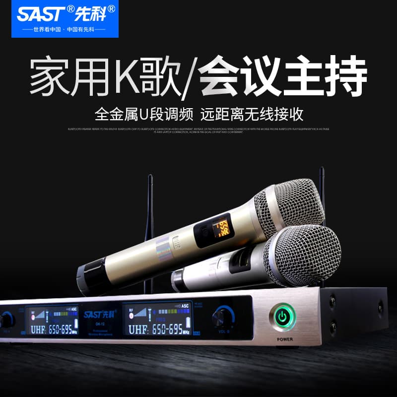 SAST Wireless Microphone for Home Use, Professional KTV Karaoke, One-to-Two UHF Conference Microphone