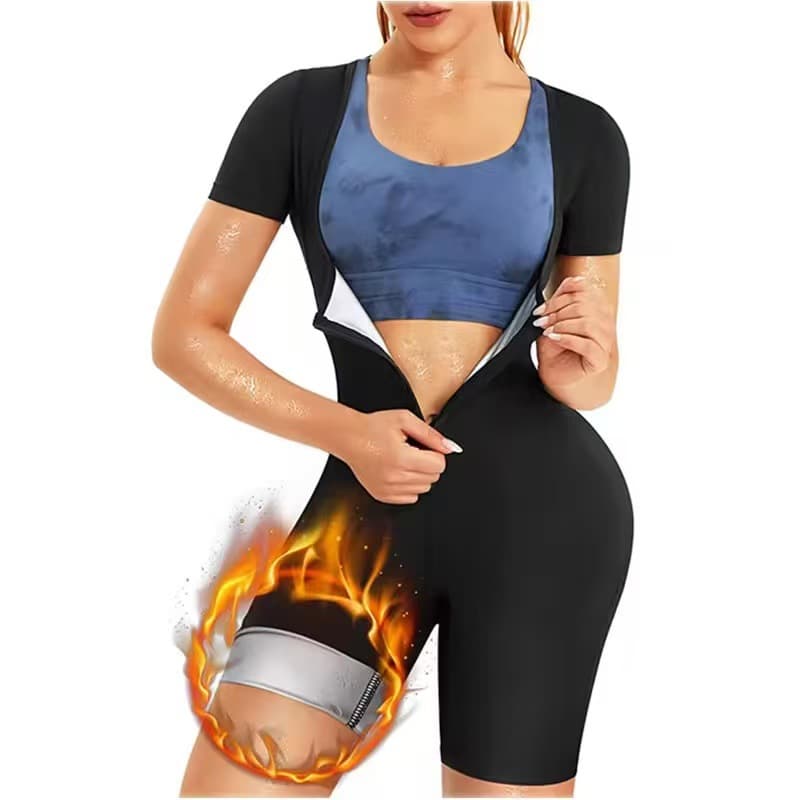 Cross-Border Women's Shapewear Sweat Suit Chest Lift Fat Burning Waist Slimming Sports Fitness Bodysuit Waist Trainer Arm Lift Bodysuit