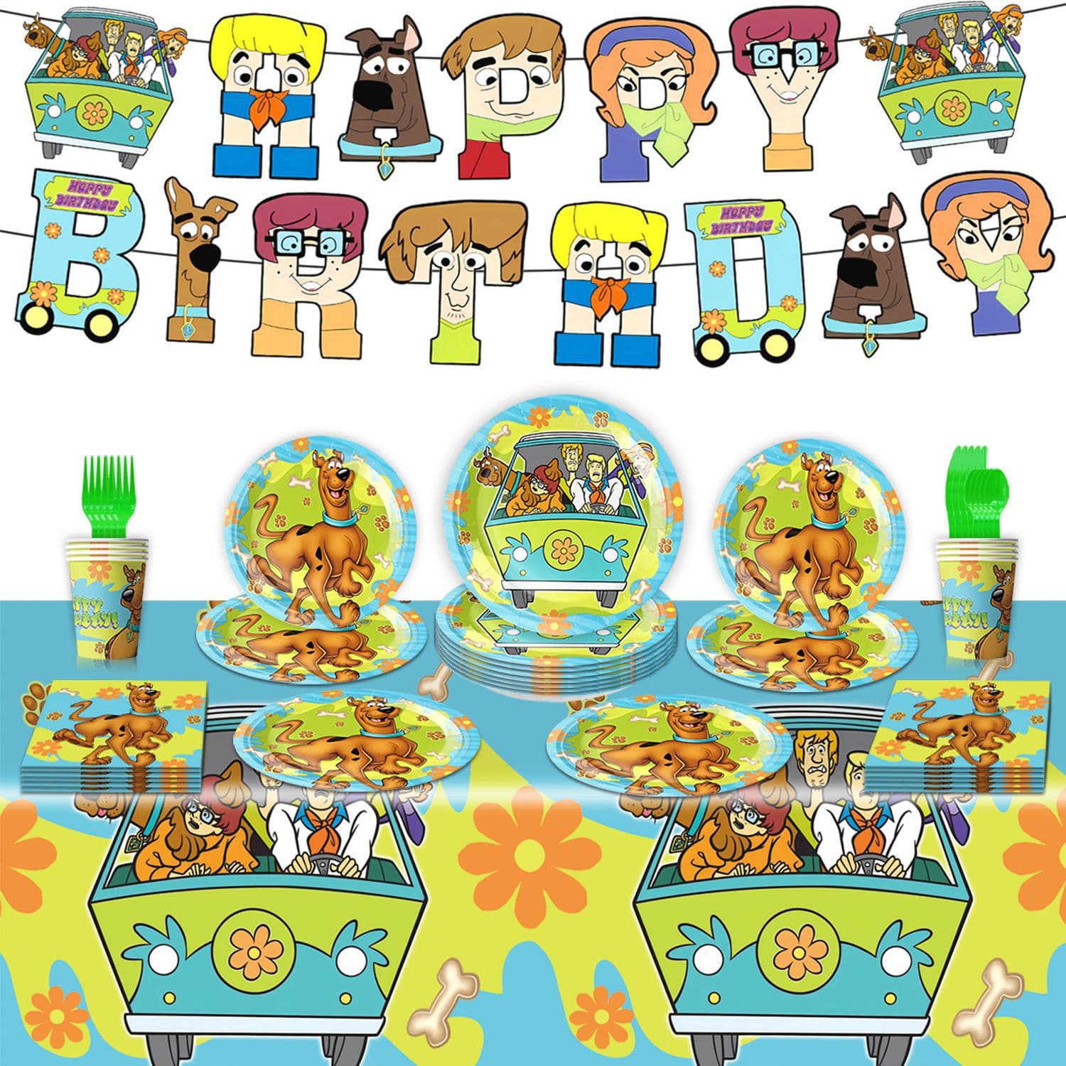 Cross-border scooby doo Scooby-Doo party paper plate theme children's birthday party tableware paper plate tissue decoration