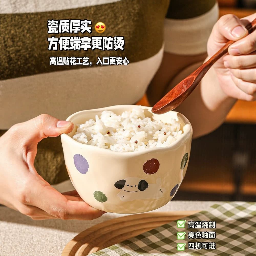 Cute Rice Bowl Home 2026 New Breakfast Bowl Rice Bowl Personal Bowl High Gloss Under-glaze Color Eating Bowl