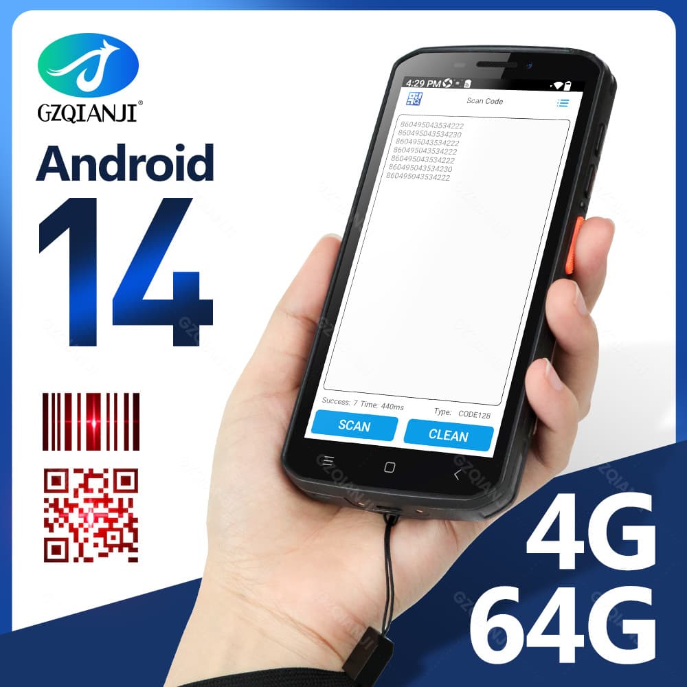 Foreign trade version Android 14 handheld PDA terminal 4G+64G Euro-Asian version NFC QR code scanner industrial terminal