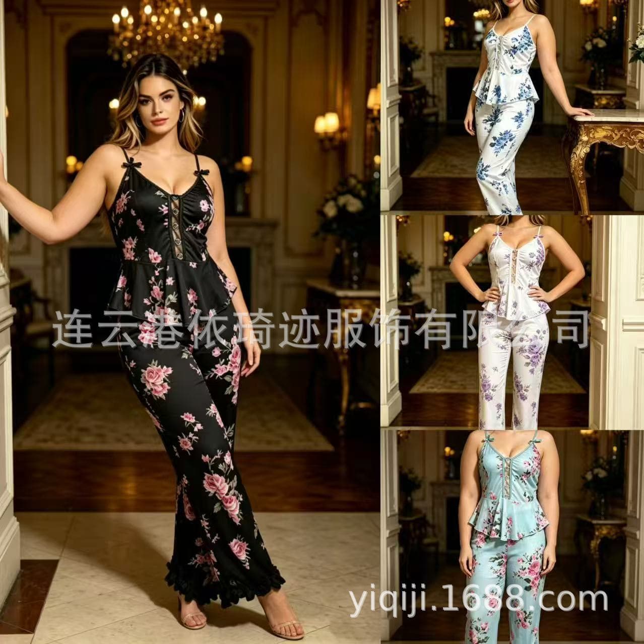 New Cross-Border Amazon Loungewear Casual Print Pajama Set Sexy Women's Sleepwear
