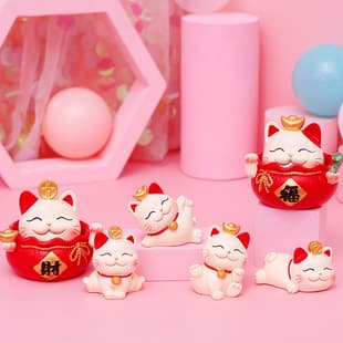 Creative Gift Lucky Cat Car Decoration Ornament Cute Cat Cake Baking Office Home Desktop Gift