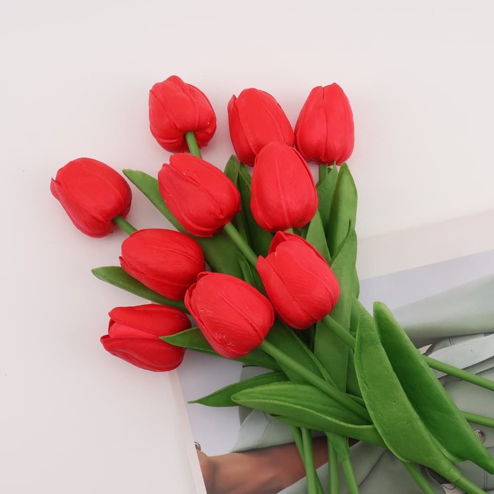 Mini Artificial PU Tulip Home Decoration Ornament Bouquet Wholesale Plant Handheld Wedding Fake Flower Landscaping Prop