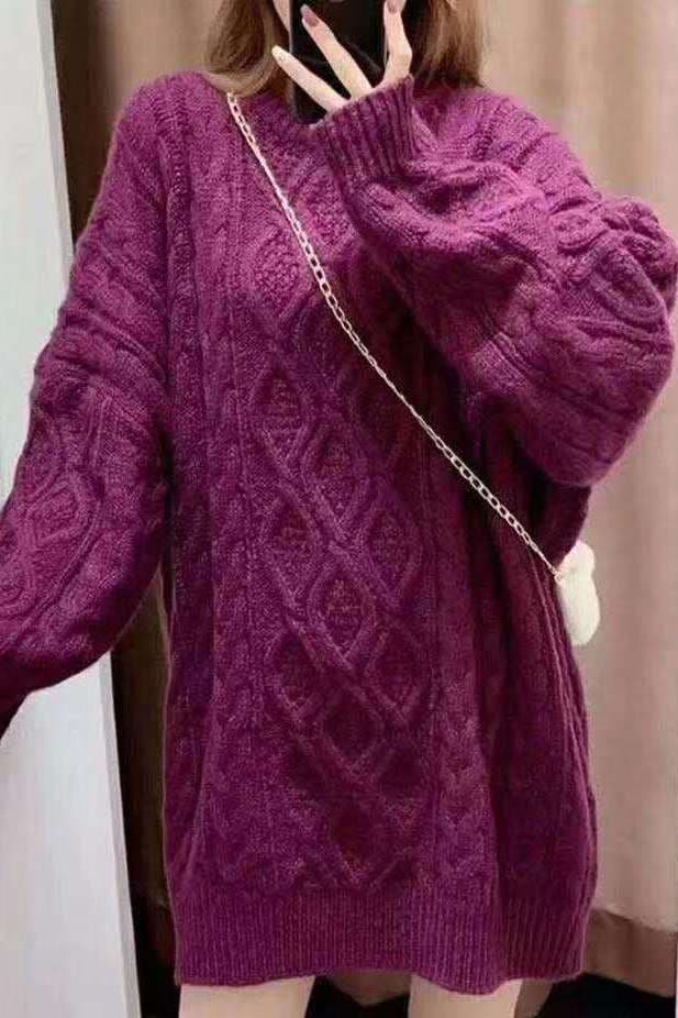 Plus Size Forest Style Braided Sweater Women Thickened Autumn/Winter New Style Korean Version Loose Lazy Style Chunky Yarn Outerwear