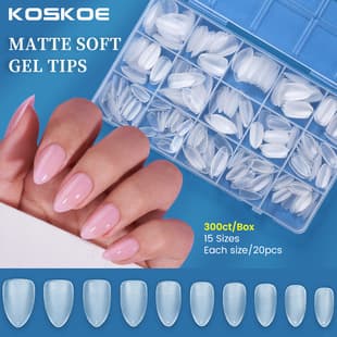 300pcs Boxed Nail Tips Full Matte Ultra-Thin No Trace No Carving Almond Full Cover Fake Nails
