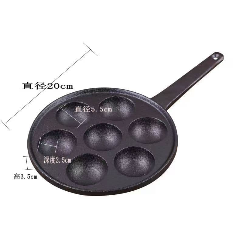 Factory direct stock of extra deep and large non-stick egg pans, takoyaki molds, cast iron seven-hole pots, and takoyaki pans.