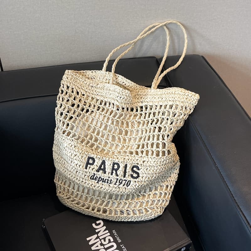 Trendy Woven Straw Bag for Women, New Travel Vacation Style Beach Bag, Large Capacity Shoulder Tote