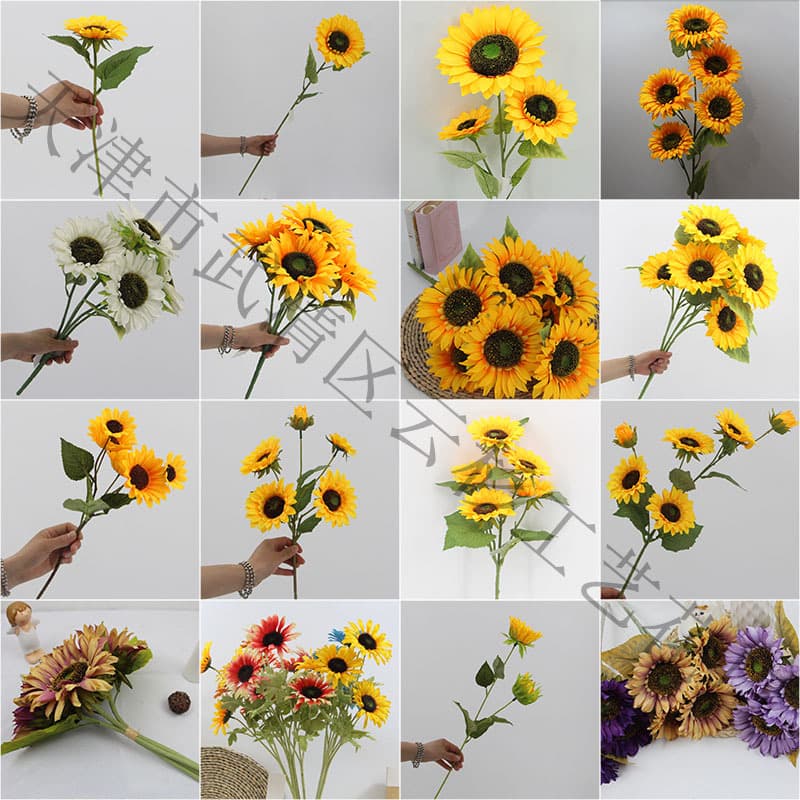 Single Artificial Sunflower for Home Living Room Decor Wedding Floral Arrangement Prop Fake Flower Wholesale