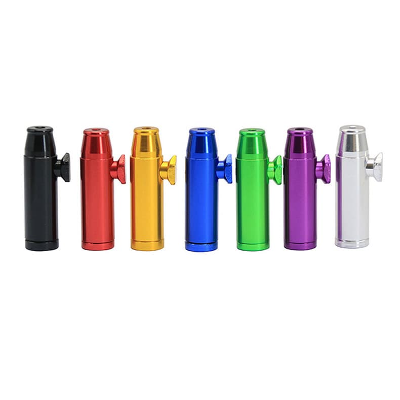 Hot-selling cross-border mini color metal 53mm aluminum alloy flat-head bullet-shaped snuff bottle pipe