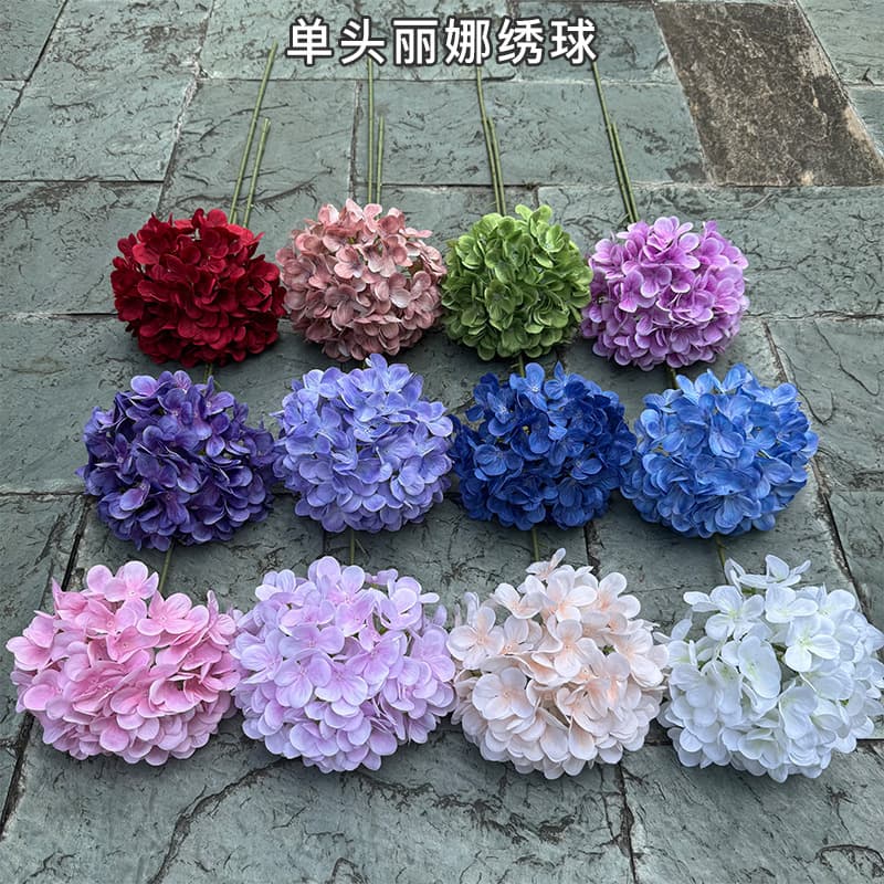New 3D hydrangea manufacturer single-head Lina hydrangea purple hydrangea wedding soft decoration home decoration fake flowers wholesale