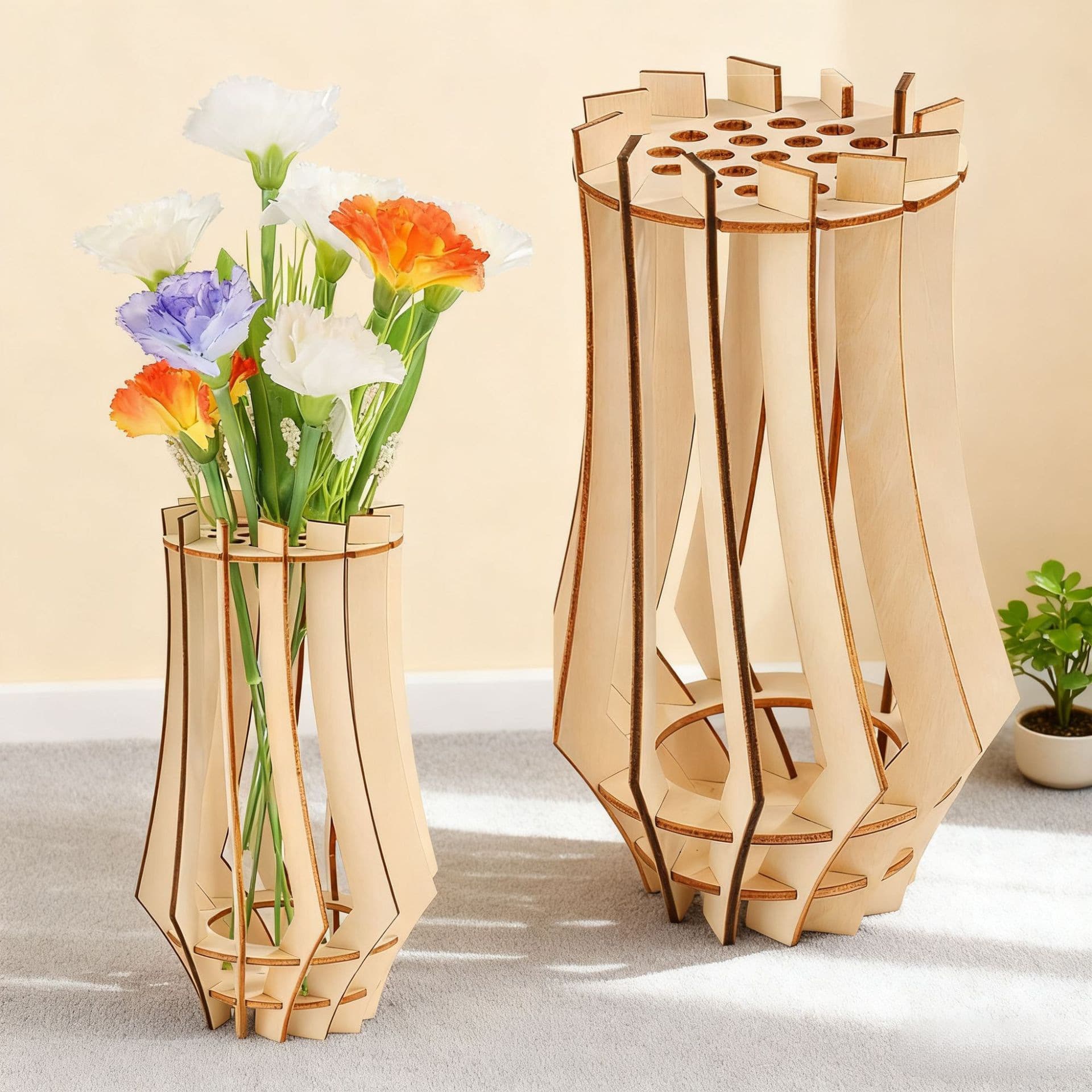 Cross-border Vase Display Stand Wooden Puzzle Flower Bouquet Holder Home Office Decorative Ornament