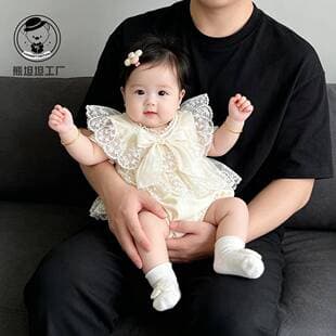 Newborn Baby Summer Thin Small Month Full Moon Dress Girl 100 Days Birthday Outfit Princess Bodysuit