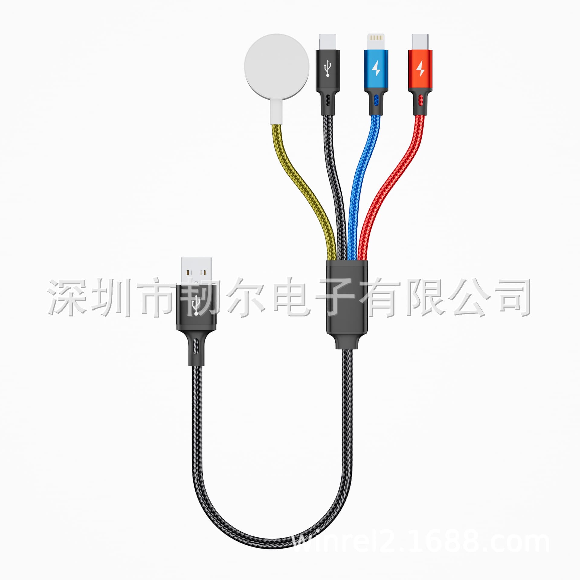 For Apple Watch 1-to-4 Wireless Charger Apple Watch Magnetic Colorful Braided Charging Cable