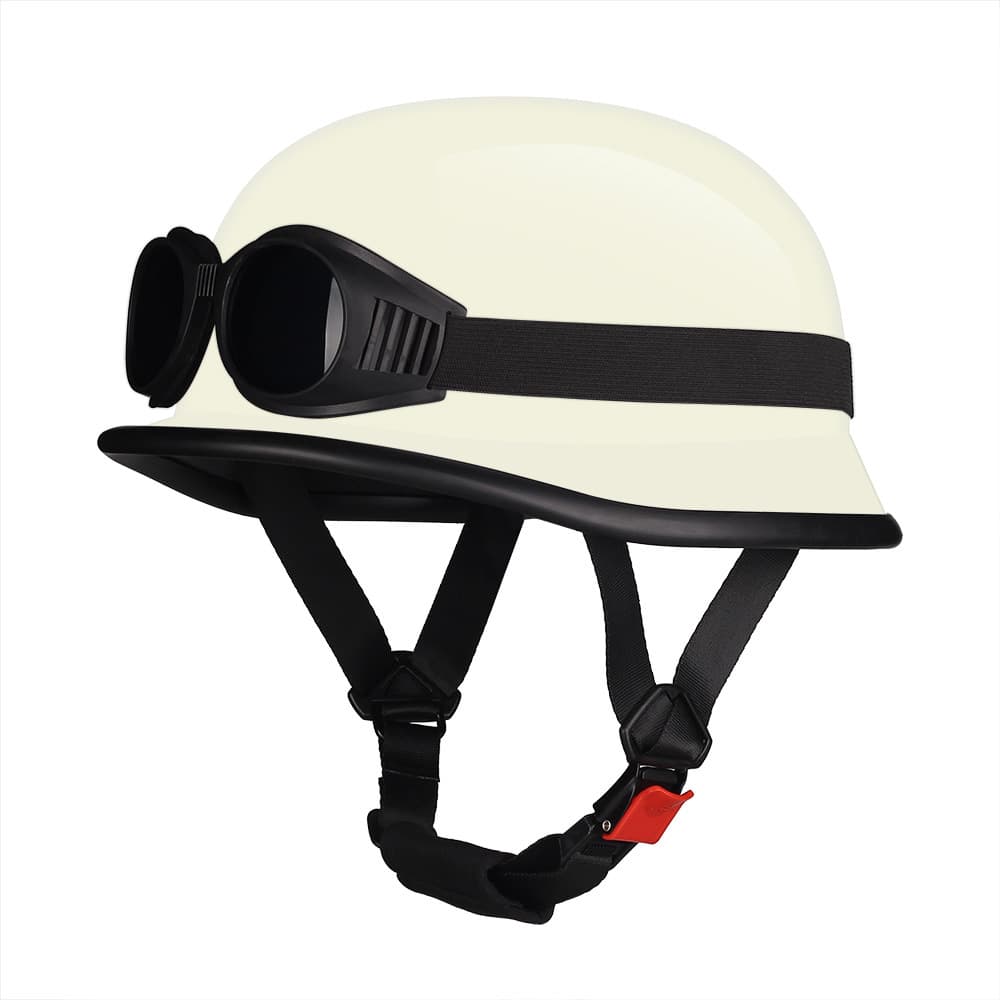 German-style Cruiser Retro Half Helmet for Women, Men's Motorcycle Helmet, Scooter Skull Cap, 3C Certified, Soldier Helmet with Glasses