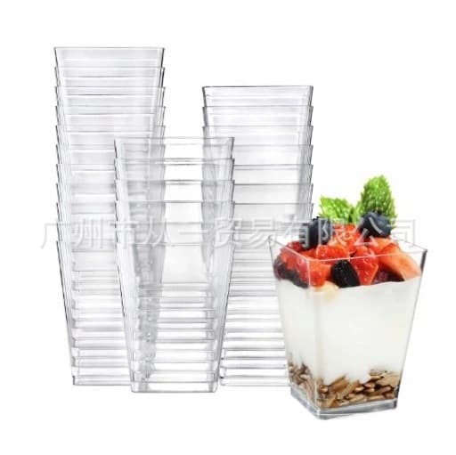 Pudding cup jelly mousse cup dessert cup disposable plastic transparent cup square mini jelly cup with lid