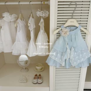 Leen Baby French Vacation Style! Original 2026 Girls Summer Super Fairy Vacation Seaside Halter Dress